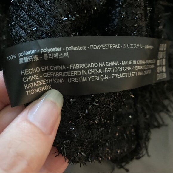 Zara | Black Shaggy Pullover Short Sleeve Sweater | Sz M - Picture 6 of 8